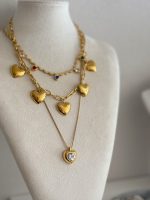 Isha gold - χρυσό κολιέ, κολιέ καρδιά, κολιέ με ζιρκόν, γυναικεία κοσμήματα, ατσάλινο κολιέ, ρομαντικό κολιέ, elegant necklace.