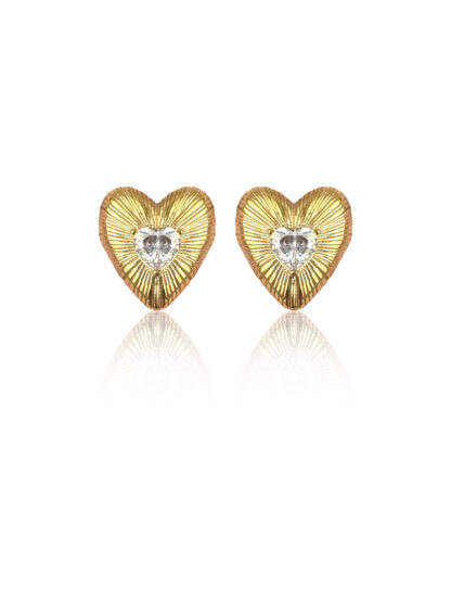 Asha gold - gold earrings, golden earrings, stainless steel earrings, heart earrings, zircon earrings, ατσαλινα σκουλαρρικια, χρυσα σκουλαρικια, σκουλαρικια με καρδιεσ, σκουλαρικια με ζιργκον