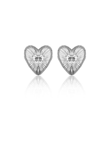 Asha silver - silver earrings, heart earrings, stainless steel earrings, zircon earrings, ασημι σκουλαρικια, ατσαλινα σκουλαρικια, σκουλαρικια καρδια, σκουλαρικια με ζιργκον