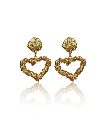 Bronte - gold earrings, stud earrings, heart earrings, χρυσα σκουλαρικια, σκουλαρικια καρδιες