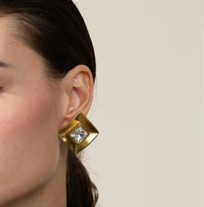 Cade - gold earrings, stud earrings, zircon earrings, steel earrings, going out earrings, χρυσα σκουλαρικια, ατσαλινα σκουλαρικια, βραδινα σκουλαρικια