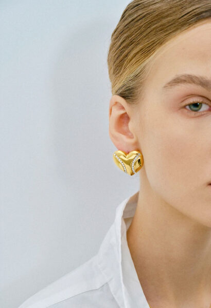 Cerys - stainless steel earrings, gold earrings, zircon earrings, heart earrings, statement earrings, χρυσα σκουλαρικια, ατσαλινα σκουλαικια, σκουλαρικια με ζιργκον, σκουλαρικια καρδια