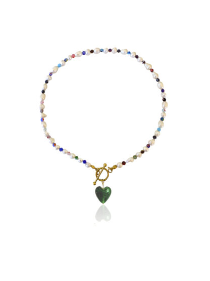 Citron - pearl necklace, summer necklace, handmade necklace, χειροποιητο κολιε, καλοκαιρινο κολιε, κολιε μαργαριταρια