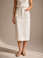 Pearly denim skirt