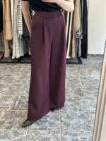 Lisa trousers - satin trousers, burgundy trousers, palazzo trousers, σατεν παντελονι, παντελονι φαρδυ, μπορντο παντελονι