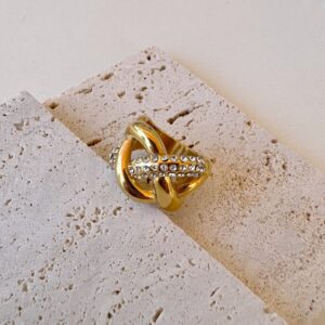 Hughes - gold ring, statement ring, zircon ring, stainless steel ring, χρυσο δαχτυλιδι, ατσαλινο δαχτυλιδι, εντυπωσιακο δαχτυλιδι, δαχτυλιδι με ζιργκον