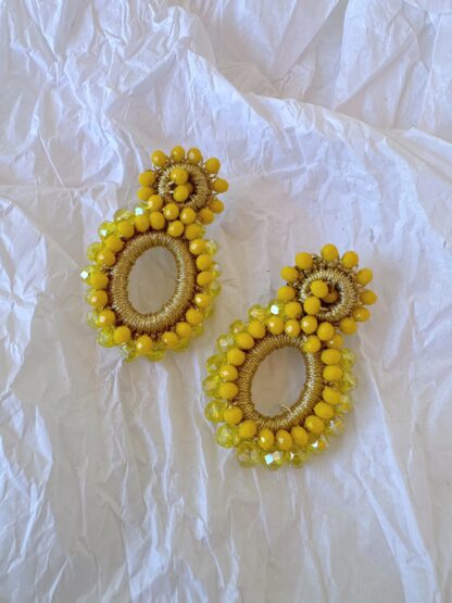 Blossom small yellow - handmade earrings, summer earrings, colourful earrings, καλοκαιρινα σκουλαρικια, χειροποιητα σκουλαρικια, χρωματιστα σκουλαρικια