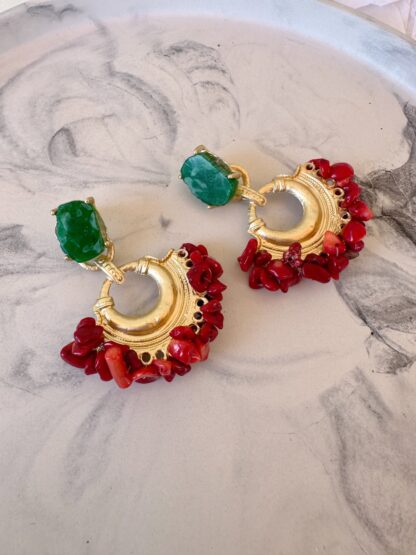 Vega red - Vega blue - vintage earrings, handmade earrings, coral earrings, summer earrings, χειροποιητα σκουλαρικια, καλοκαιρινα σκουλαρικια, κοκκινα σκουλαρικια, βιντατζ σκουλαρικια, σκουλαρικια κοραλλια