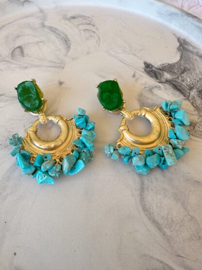 Vega blue - vintage earrings, handmade earrings, turquoise earrings, summer earrings, χειροποιητα σκουλαρικια, καλοκαιρινα σκουλαρικια, τιρκουαζ σκουλαρικια, βιντατζ σκουλαρικια