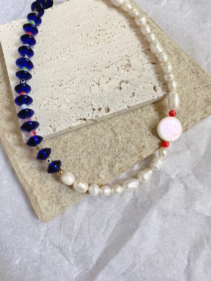 Prudence - pearl necklace, summer necklace, handmade necklace, χειροποιητο κολιε, καλοκαιρινο κολιε, κολιε μαργαριταρια