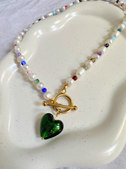 Citron - pearl necklace, summer necklace, handmade necklace, χειροποιητο κολιε, καλοκαιρινο κολιε, κολιε μαργαριταρια