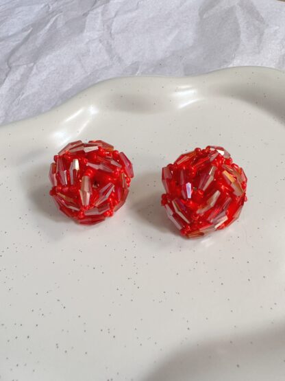 Cosette red - summer earrings, bead earrings, handmade earrings, red earrings, καλοκαιρινα σκουλαρικια, χειροποιητα σκουλαρικια, κοκκινα σκουλαρικια, σκουλαρικια με χαντρες