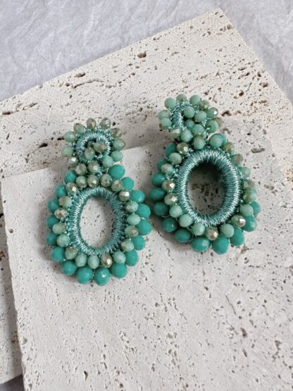 Blossom small mint - handmade earrings, summer earrings, colourful earrings, καλοκαιρινα σκουλαρικια, χειροποιητα σκουλαρικια, χρωματιστα σκουλαρικια