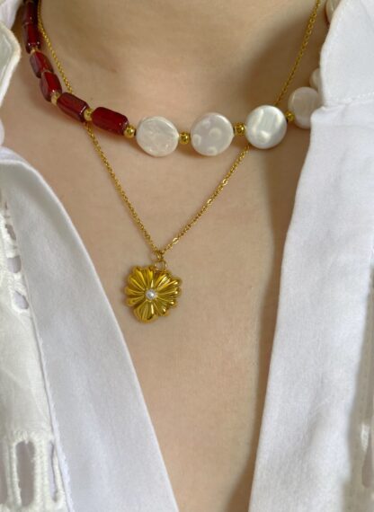 Meela - handmade necklace, summer necklace, pearl necklace, χειροποιητο κολιε , καλοκαιρινο κολιε, κολιε χαντρες