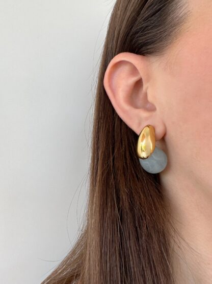 Yvonne blue - drop earrings, gold earrings, stainless steel earrings, χρυσα σκουλαρικια, ατσαλινα σκουλαρικια, σκουλαρικια σταγονα
