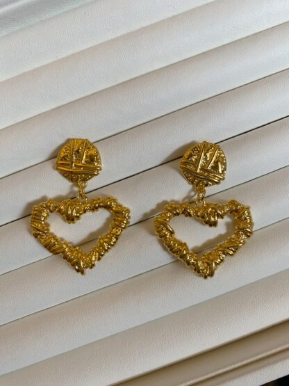 Bronte - gold earrings, stud earrings, heart earrings, χρυσα σκουλαρικια, σκουλαρικια καρδιες