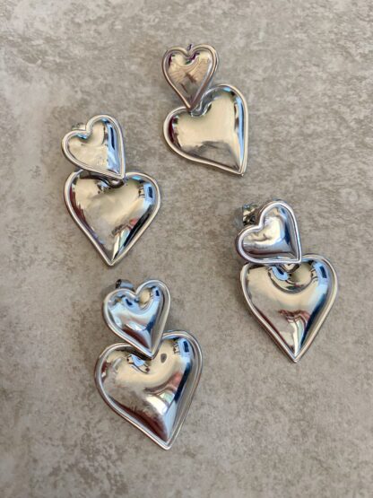 hearts silver - stud earrings, heart earrings, silver earrings, ασημι σκουλαρικια, σκουλαρικια καρδιες