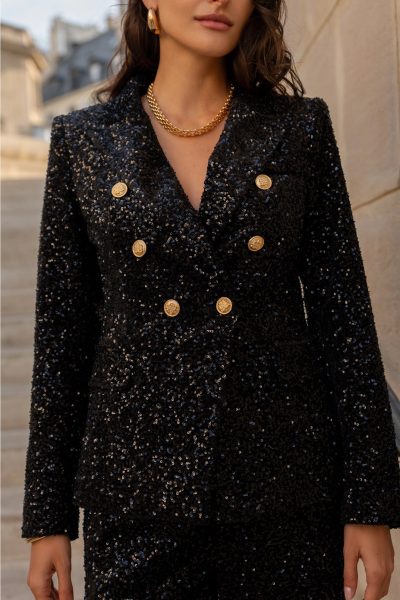 Nala blazer - sequin blazer, sequin jacket, σακακι με παγετεσ, σακακι σταυρωτο, σακακι μεσατο