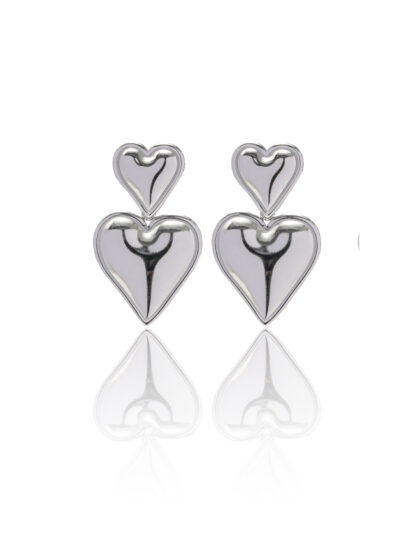 hearts silver - stud earrings, heart earrings, silver earrings, ασημι σκουλαρικια, σκουλαρικια καρδιες