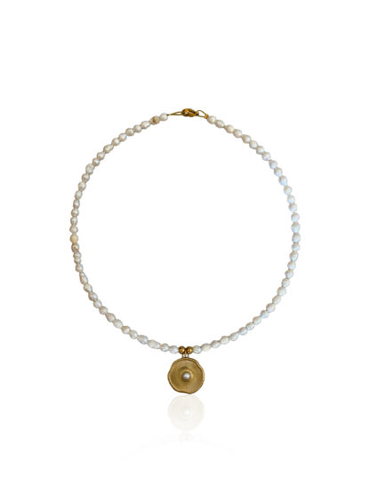Hilma - gold pearl necklace, χρυσο κολιε με μαργαριταρια