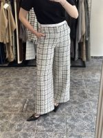 Freddie trousers - lumina trousers, tweed trousers, black and white trousers, palazzo trousers, straight leg trousers, λουμια παντελονι, τουιντ παντελονι, ασπροομαυρο παντελονι