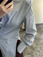 Anna shirt - lumina shirt, blue shirt, shirt with shoulderpads, striped shirt,λουμινα πουκαμισο, μπλε πουκαμισο, ριγε πουκαμισο ,πουκαμισο με βατες