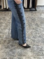 Kate jeans - lace jeans, straight leg jeans, blue jeans, τζιν με στρασ, τζιν με δαντελα, μπλεε τζιν, ισιο τζιν
