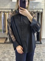 Ellen shirt - black shirt, lace shirt, cotton shirt, oversized shirt, μαυρο πουκαμισο, πουκαμισο με δαντελα, πουκαμισο μακρυ, πουκαμισο oversized, πουκαμισο ποπλινα, πουκαμισο βαμβακερο