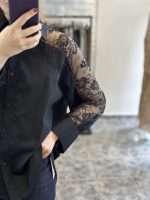 Ellen shirt - black shirt, lace shirt, cotton shirt, oversized shirt, μαυρο πουκαμισο, πουκαμισο με δαντελα, πουκαμισο μακρυ, πουκαμισο oversized, πουκαμισο ποπλινα, πουκαμισο βαμβακερο