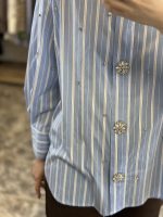 Lara shirt - cotton shirt , oversized shirt, blue white stripe shirt, πουκαμισο ριγε, πουκαμισο oversized, πουκαμισο ποπλινβα, πουκαμισο με στρας