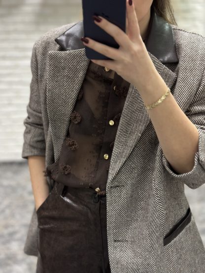 ru blazer - lumina blazer, herringbone blazeer, oversized blazer, long blazer, brown blazer, καφε σακακι, σακακι ψαροκοκαλο, μακρυ σακακι, ζεστο σακακι