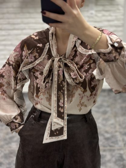 erietta shirt - bow shirt, top, frill shirt, πουκαμισο, φλοραλ πουκαμισο, φλοραλ μπλουζα