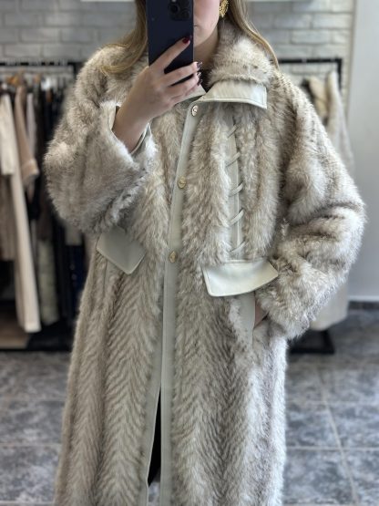 Carin coat - faux fur coat, white fur coat, οικολιγκη γουνα, μακρια γοουνα, λευκη γουνα