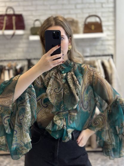Jessica shirt - green shirt, paisley print shirt, boho shirt, πρασινο πουκαμισο, πουκαμισο με λαχουρια, boho style, boho πουκαμισο