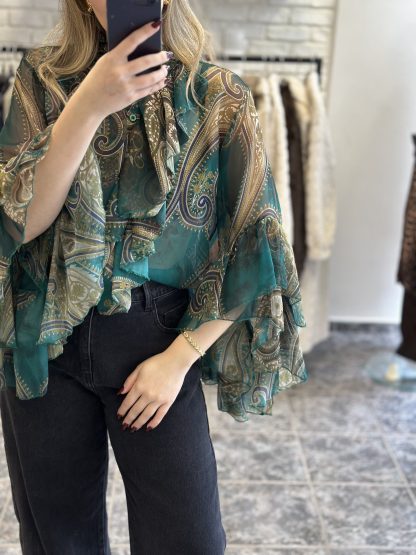 Jessica shirt - green shirt, paisley print shirt, boho shirt, πρασινο πουκαμισο, πουκαμισο με λαχουρια, boho style, boho πουκαμισο