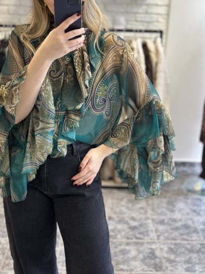 Jessica shirt - green shirt, paisley print shirt, boho shirt, πρασινο πουκαμισο, πουκαμισο με λαχουρια, boho style, boho πουκαμισο