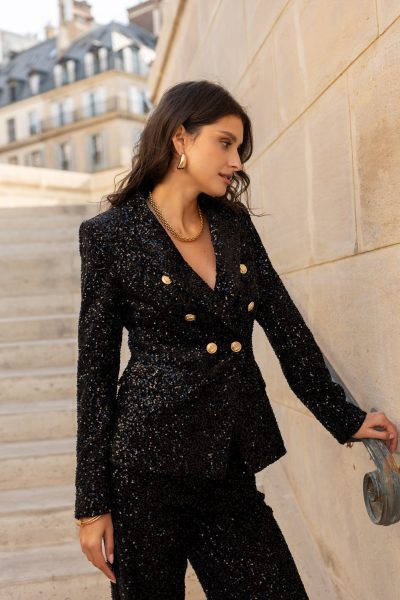 Nala blazer - sequin blazer, sequin jacket, σακακι με παγετεσ, σακακι σταυρωτο, σακακι μεσατο