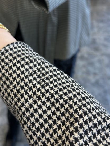 Freja blazer - pied de poule blazer, belted blazer, lumina blazer, black and white blazer, μπλειζερ καρο, μπλειζερ Lumina, μπλειζερ με ζωνη