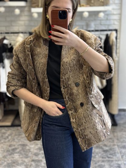 Abela blazer - lumina blazer, woolblazer, brown blazer, snake print blazer, oversized blazer, σακακι lumina, σακακι καφε, σακακι φιδε, σακακι snake print, oversized σακακι