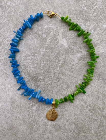 Ines - summer necklace, coral necklace, καλοκαιρινο κολιε, χειροποοητο κολιε