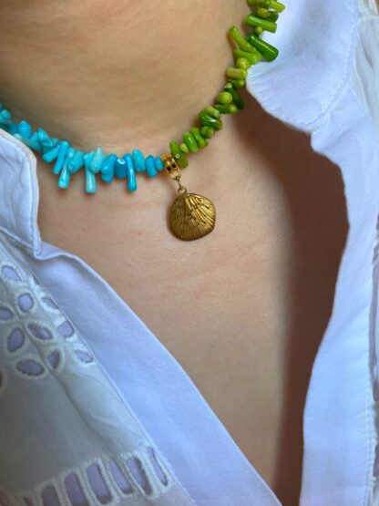 Ines - summer necklace, coral necklace, καλοκαιρινο κολιε, χειροποοητο κολιε