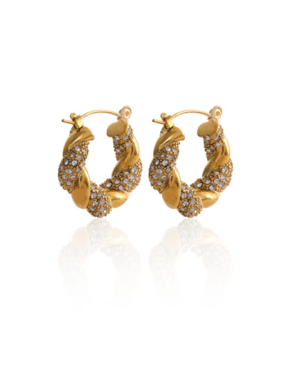 Loulou - gold hoops, zircon, stainless steel, χρυσοι κρικοι, ατσαλι,