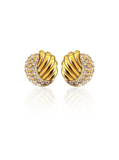 Lyra - gold earrings, zircon earrings, statement earrings, stainless steel earrings, χρυσα σκουλαρικια, ατσαλινα σκουλαρικια, σκουλαρικια με ζιργκον