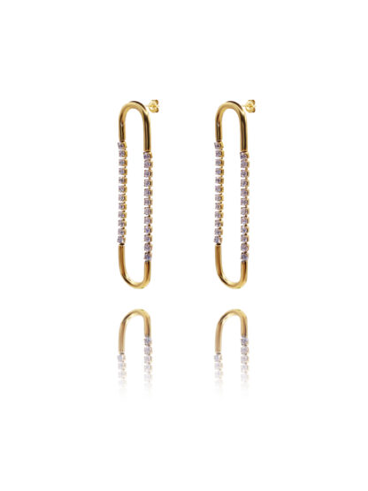 Nizan - gold earrings, zircon, stainless steel, χρυσα σκουλαρικια, ζιργκον, ανοξειδωτο ατσαλι