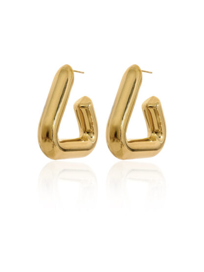 Raphael - gold earrings, triangle earrings, stainless steel earrings, χρυσά σκουλαρίκια, σκουλαρίκι τρίγωνο, σκουλαρικια ατσαλι