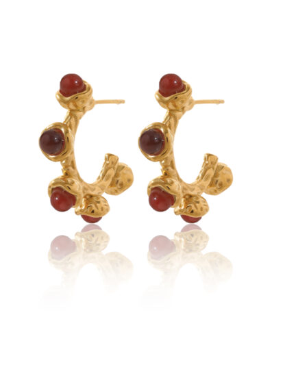 Rory red - gold hoops, χρυσοι κρικοι