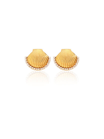 Roux - summer earrings, gold earrings, stud earrings, shell earrings, steel earrings, χρυσα σκουλαρικια, σκουλαρικια κοχυλι, σκουλαρικια ατσαλι, σκουλαρικια καλοκαιρινα