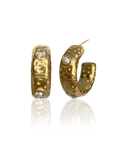 Wren - gold hoops, zircon hoops, χρυσοι κρικοι, κρικοι με ζιργκον