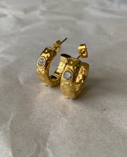 Wren - gold hoops, zircon hoops, χρυσοι κρικοι, κρικοι με ζιργκον