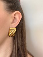 Alexa gold - gold earrings, golden earrings, stud earrings, stainless steel earrings, statement earrings, vintage earrings, χρυσα σκουλαρικια, σκουλαρικια με καρφι, ατσαλινα σκουλαρικια